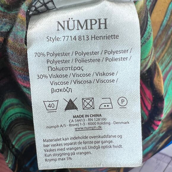 Nümph Henriette Multicolor Short Sleeve Abstract Dress Sz S Artistic Print Chic - Picture 10 of 10